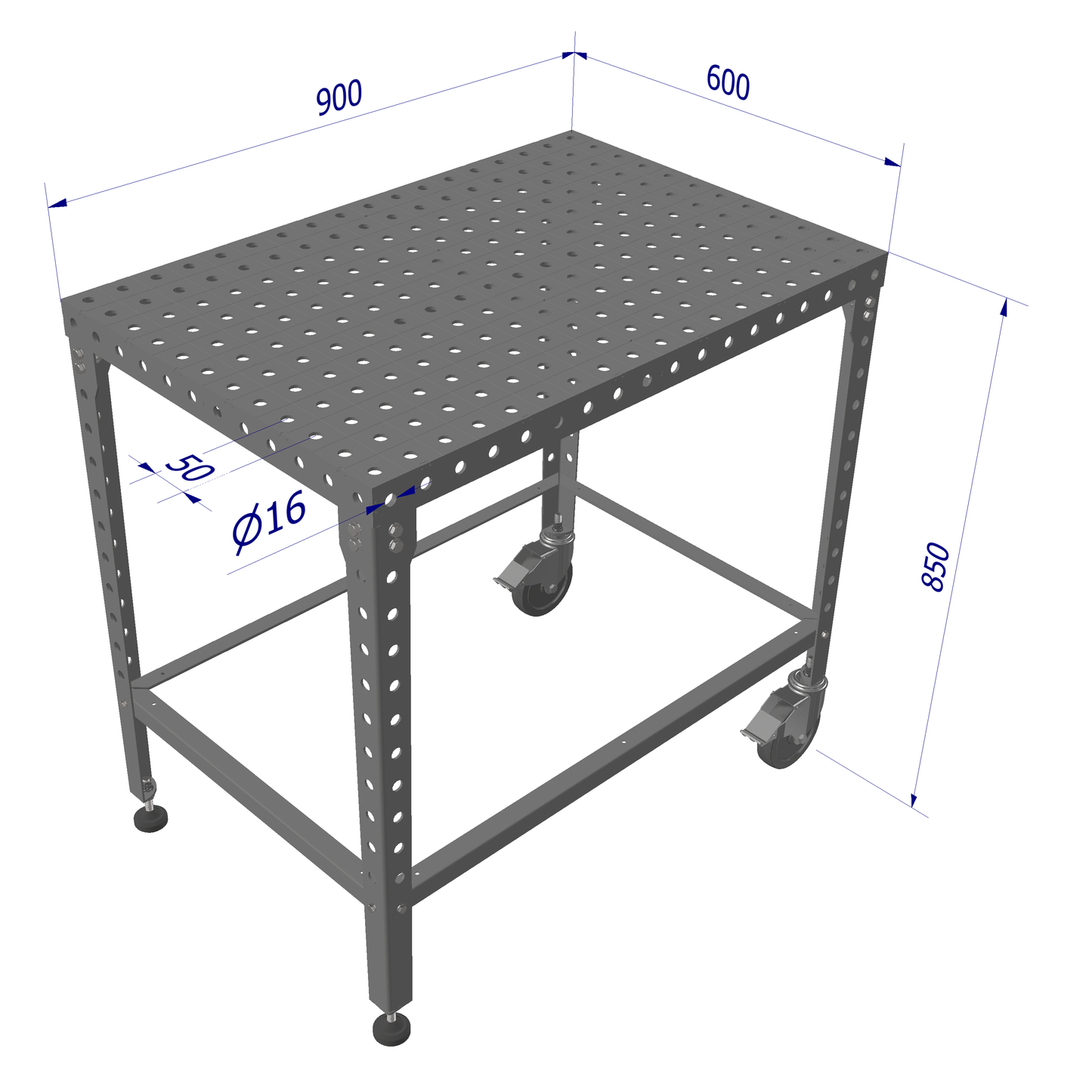 Arbetsbänk Umetalli HobbyPlat 3D Tvåhjulig